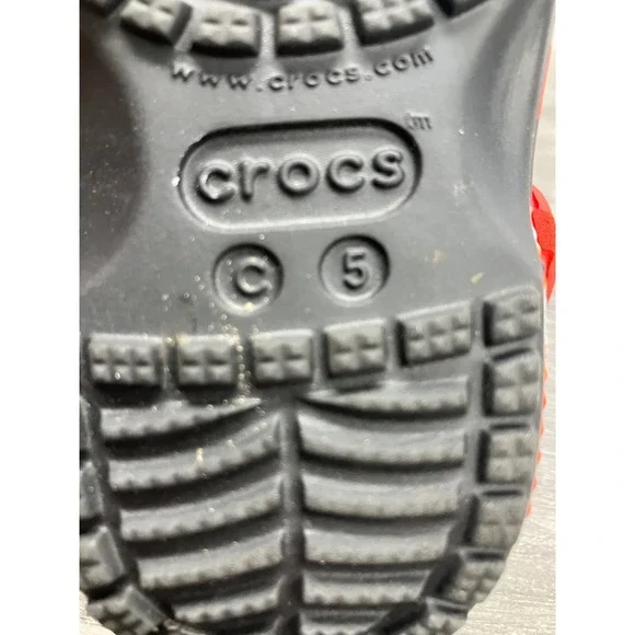 Crocs Toddler C5 Classic Clog Fire Tie Dye Red Black Flame Slip On Shoes - Picture 7 of 7